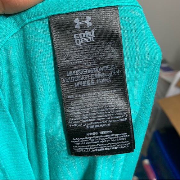 Under Armour Cold Gear teal long sleeved  base layer shirt M - Picture 3 of 7